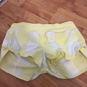 Yellow and White Women's Lululemon Athletic Shorts